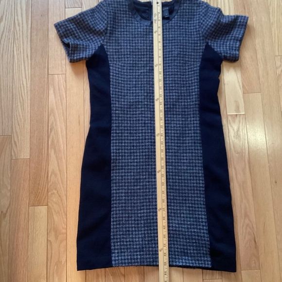 J Crew Wool w/ Leather Trim Dress, Houndstooth, short sleeve, size 8, - Picture 11 of 11